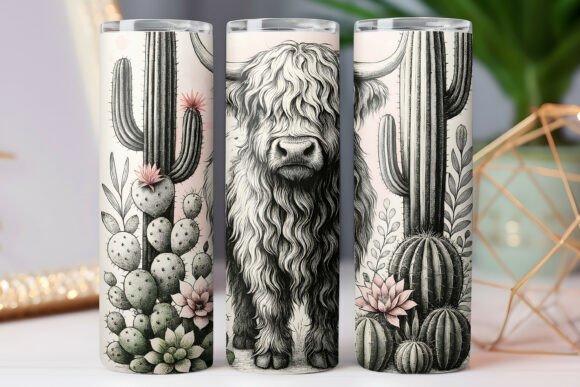 Download Highland Cow Desert Theme Tumbler Wraps - Desert theme Collection