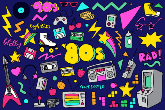 Download 80s Clipart Hand Drawn Illustrations - Illustration Collection
