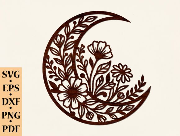 Download Floral Crescent Moon SVG - Premium Resources