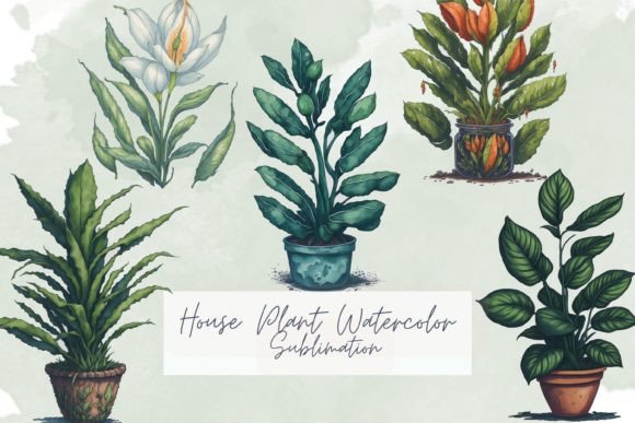 Download House Plant Watercolor Sublimation - House Collection